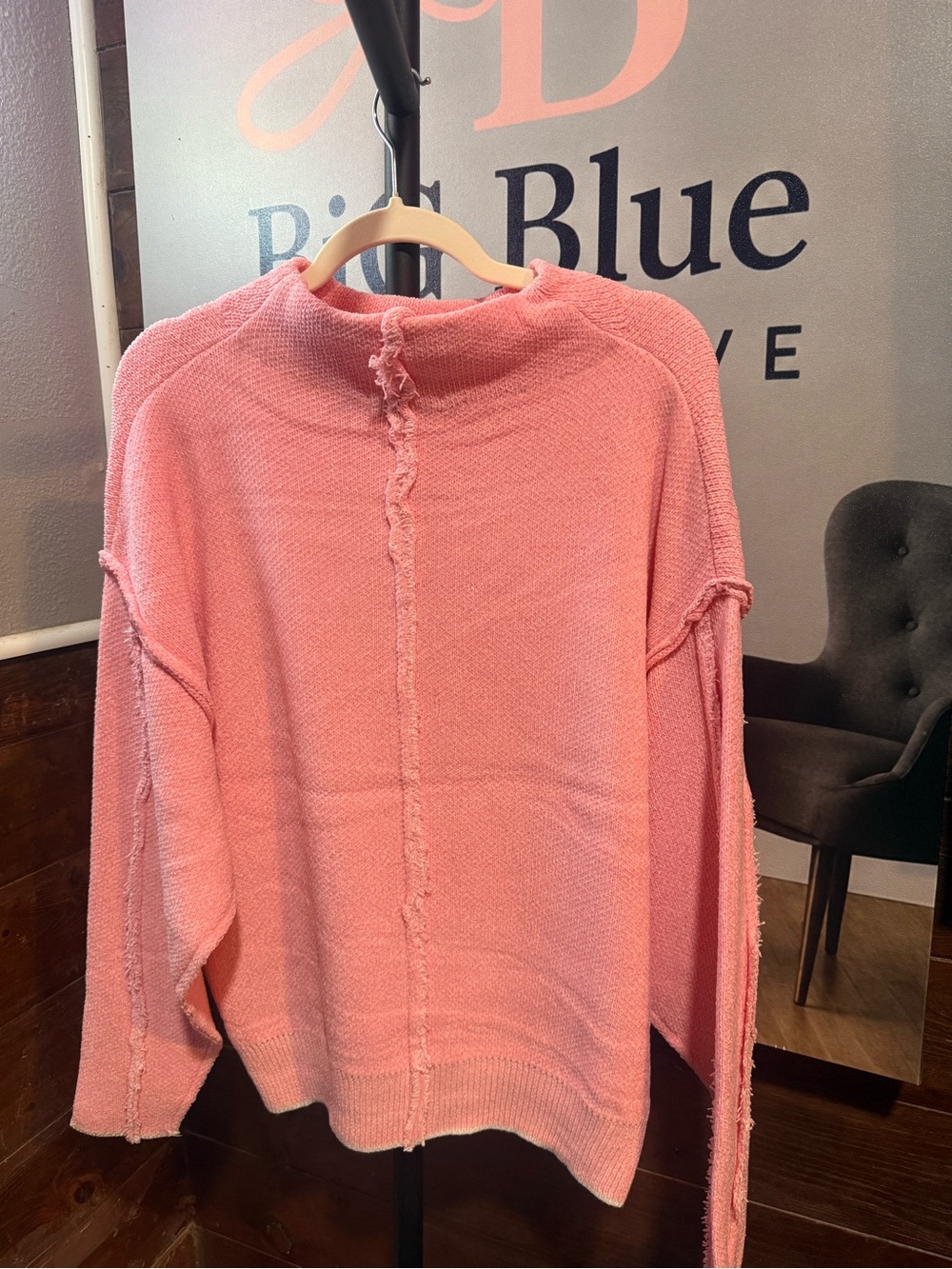 Zenana Outfitters Dusty Rose Crew Neck Sweater - Picture 3 of 3